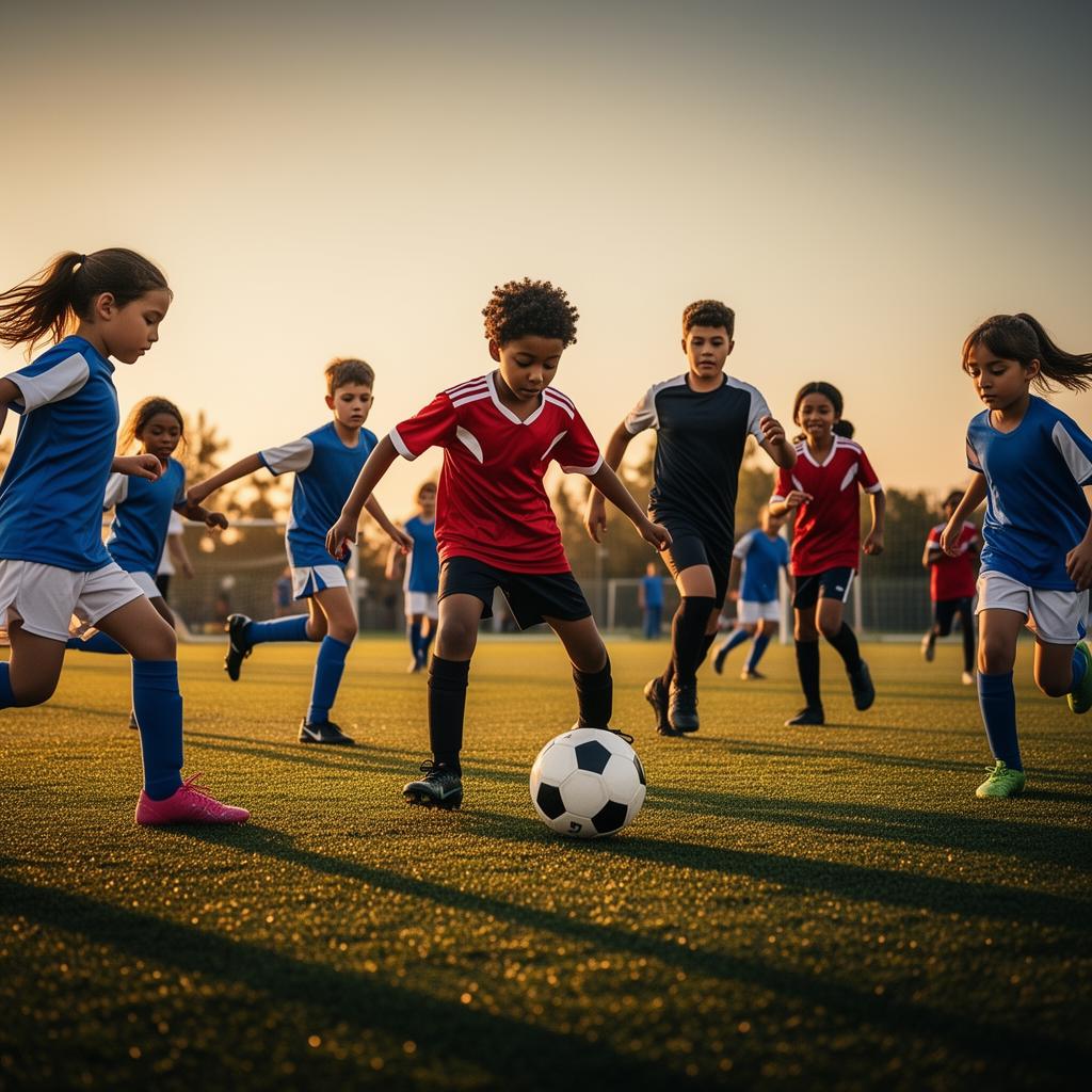 Soccer player striking the ball under stadium lights